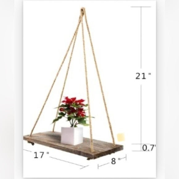 Boho Rustic Wall Hanging Wood Floating Shelves, Set of 2 - Picture 8 of 15